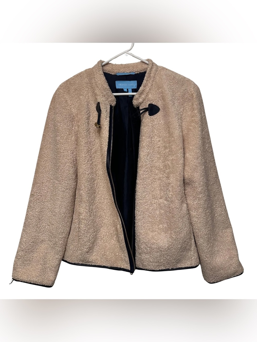 Draper James Teddy Fleece Jacket – Camel Sherpa Toggle Coat